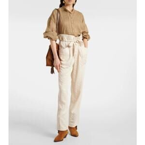 Isabel Marant Pants Women 4 Etoile Serida Straight Beige Cargo Utility Boho Chic
